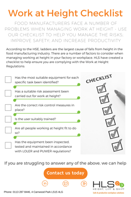 HLS Chceklist for working at height in the retail sector