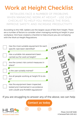 HLS Chceklist for working at height in the retail sector