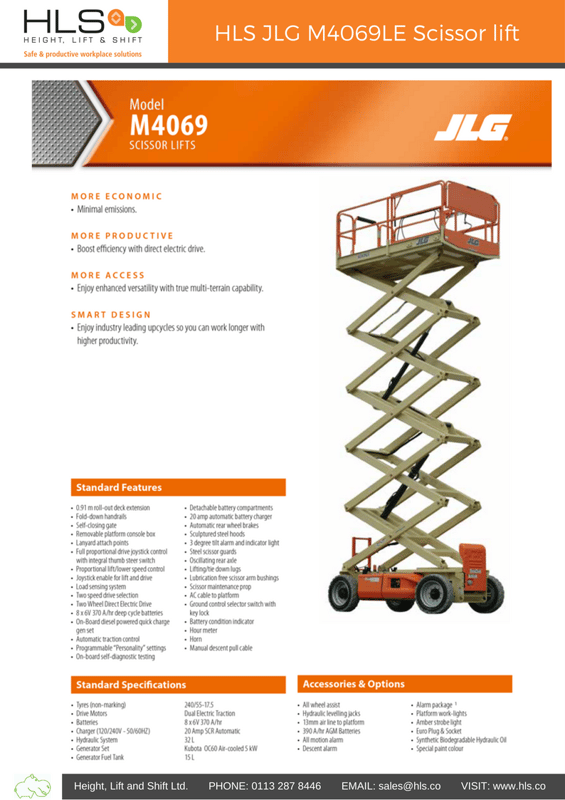 HLS JLG m4069LE spec sheet download
