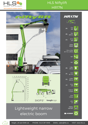 Niftylift HR17N spec sheet