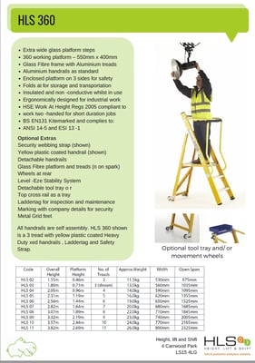 Extra wide platform steps spec sheet