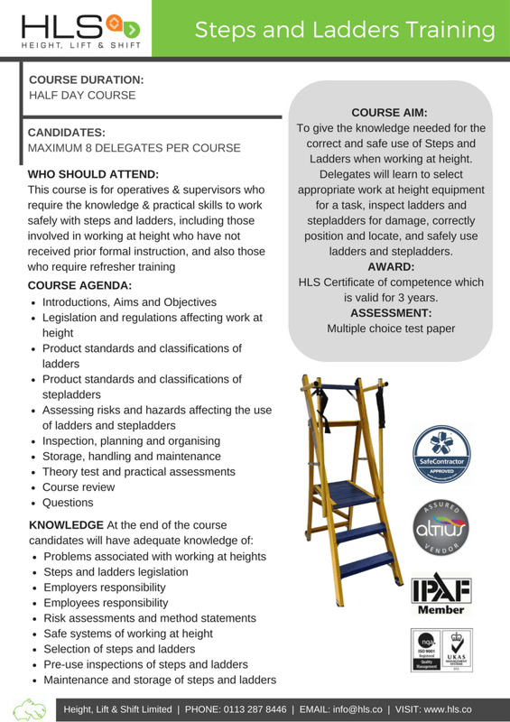 HLS steps and ladders training course