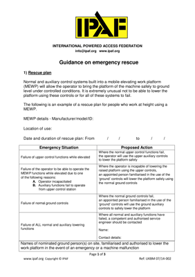 IPAF rescue plan document 