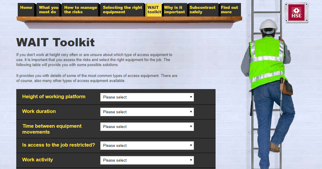 Work at Height - the HSE WAIT tool and how to use it