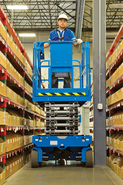 Genie electric scissor lift GS4047 in racking system