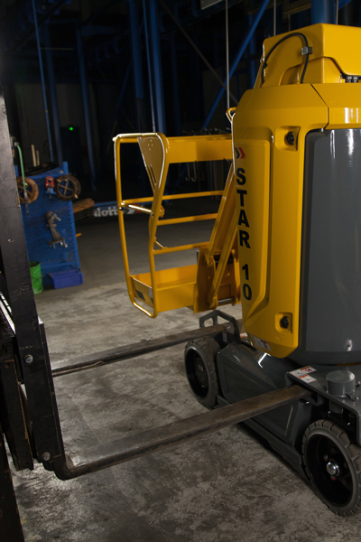 Haulotte Star 10 lift being loaded with forklift