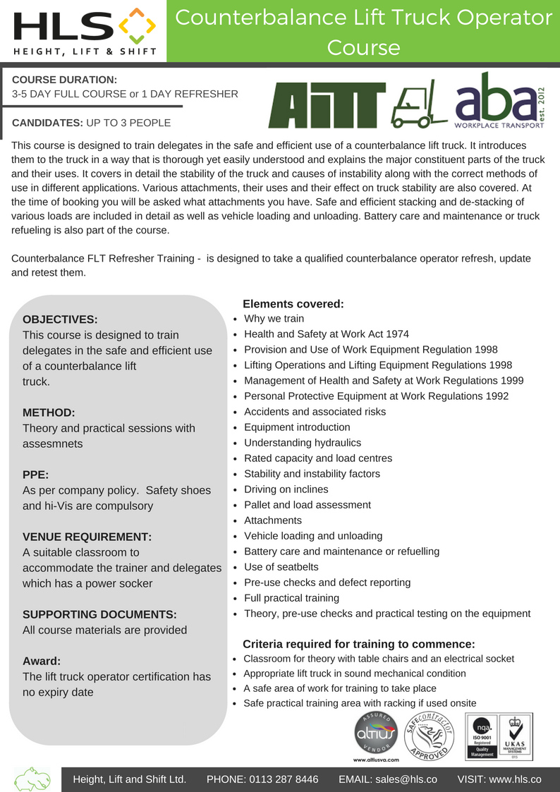 HLS Counterbalance Lift Truck Operator Course PREVIEW