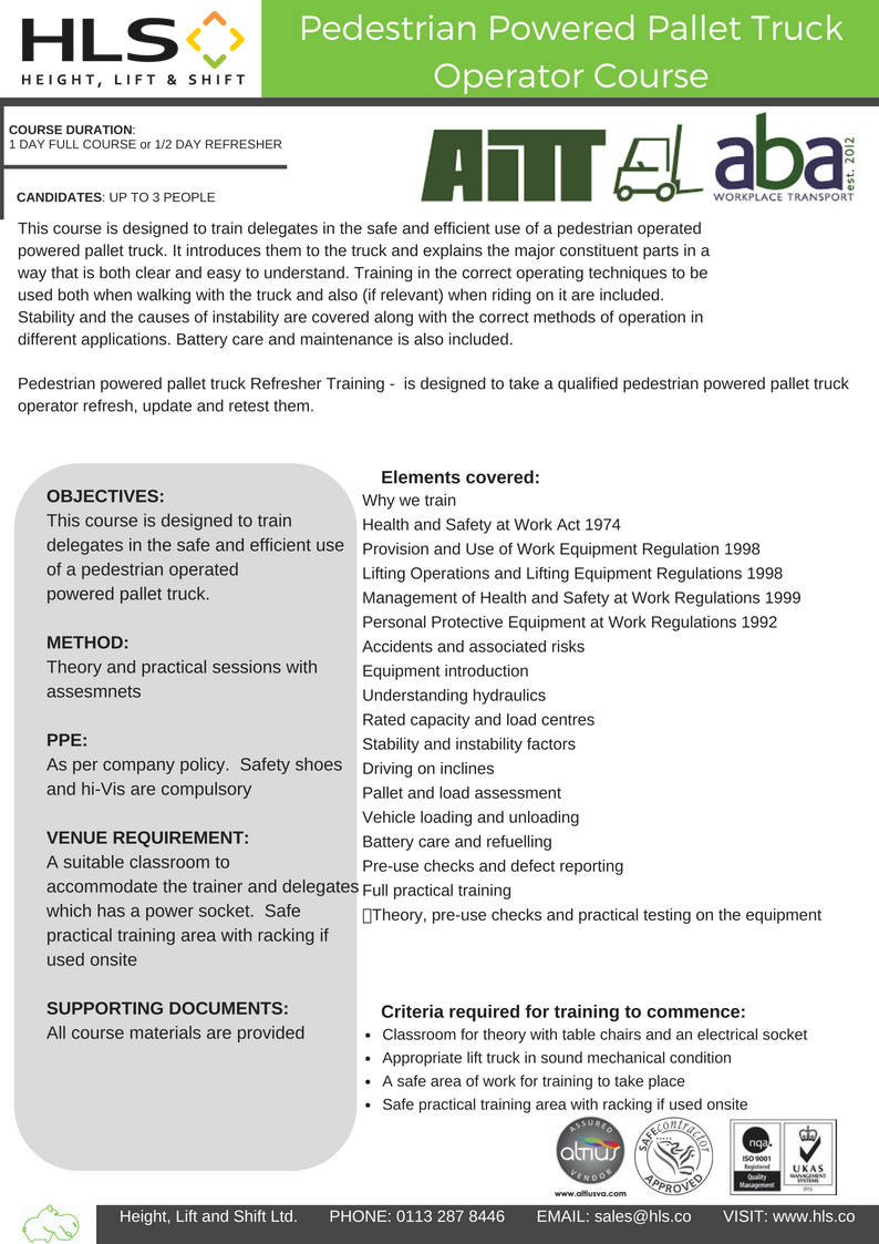 HLS Powered pallet Truck Operator Course PREVIEW