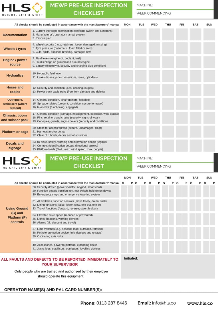 HLS_MEWP_PRE-USE_INSPECTION_CHECKLIST PREVIEW