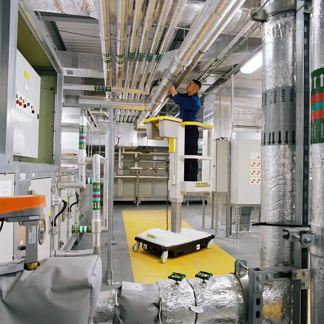 HLS Hugo Lift a push-around lift supporting facilities maintenance in plant room
