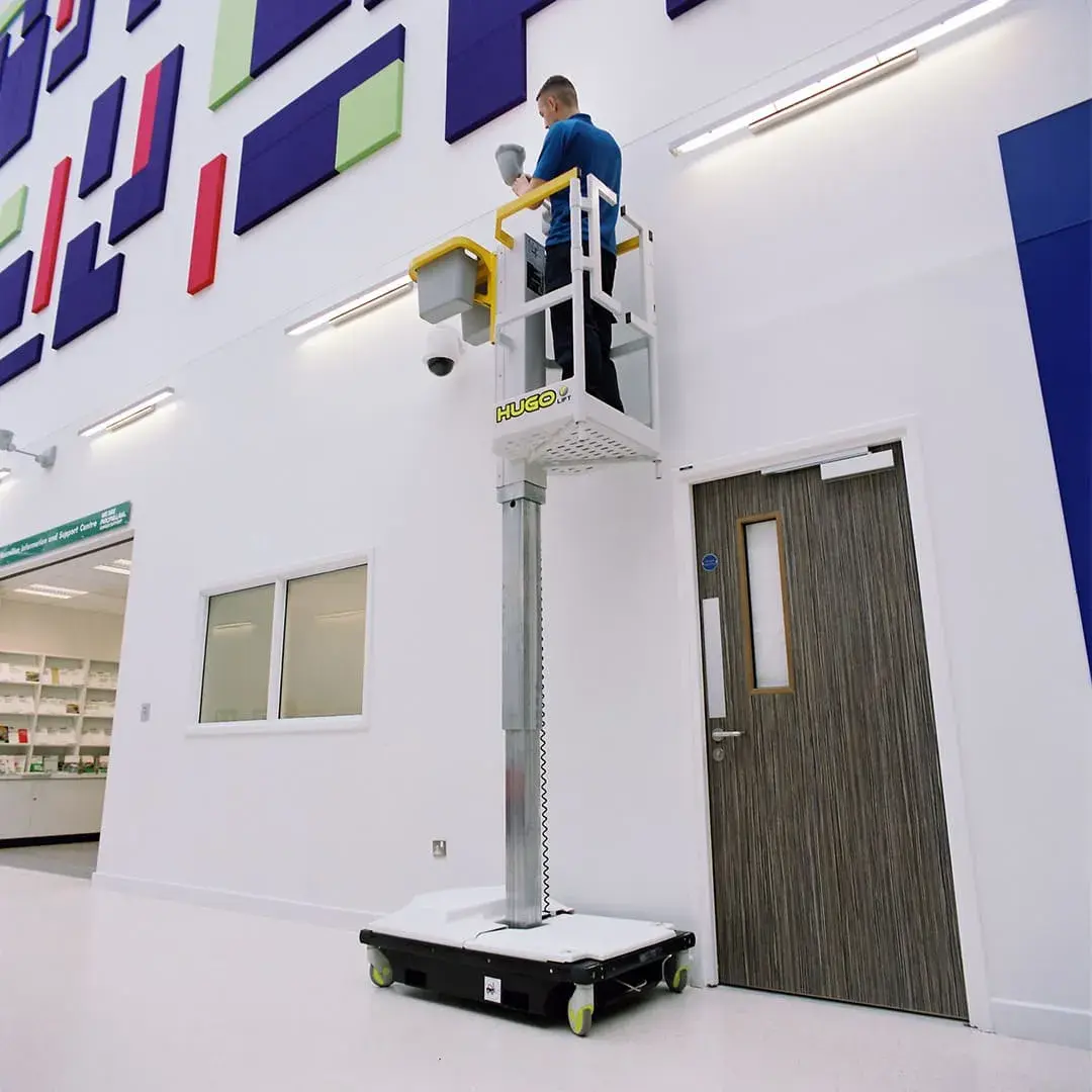 HLS Hugo Lift a push-around lift used for Hospital facility maintenance