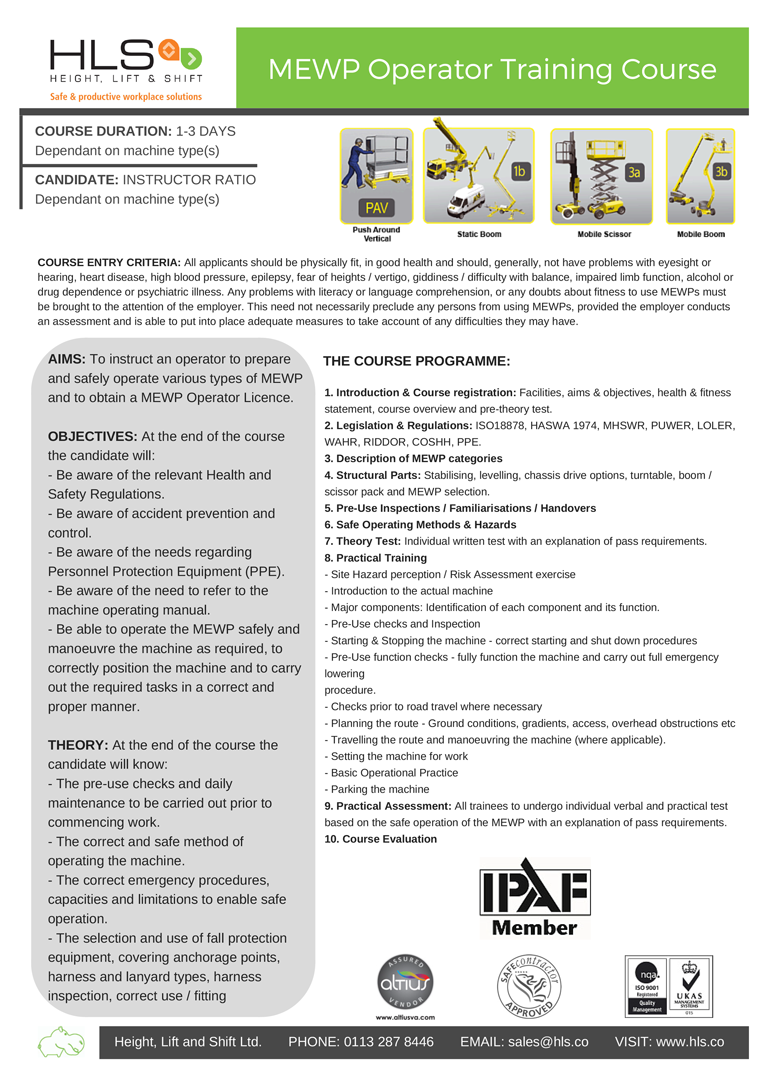 Operator Training for MEWPs - a simple guide